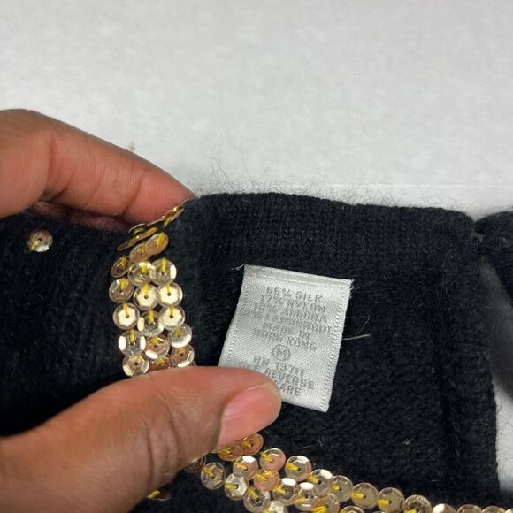 Lord & Taylor Womens Silk Blend Sweater Black Vintage Retro Knit Pullover MEDIUM - Picture 5 of 11